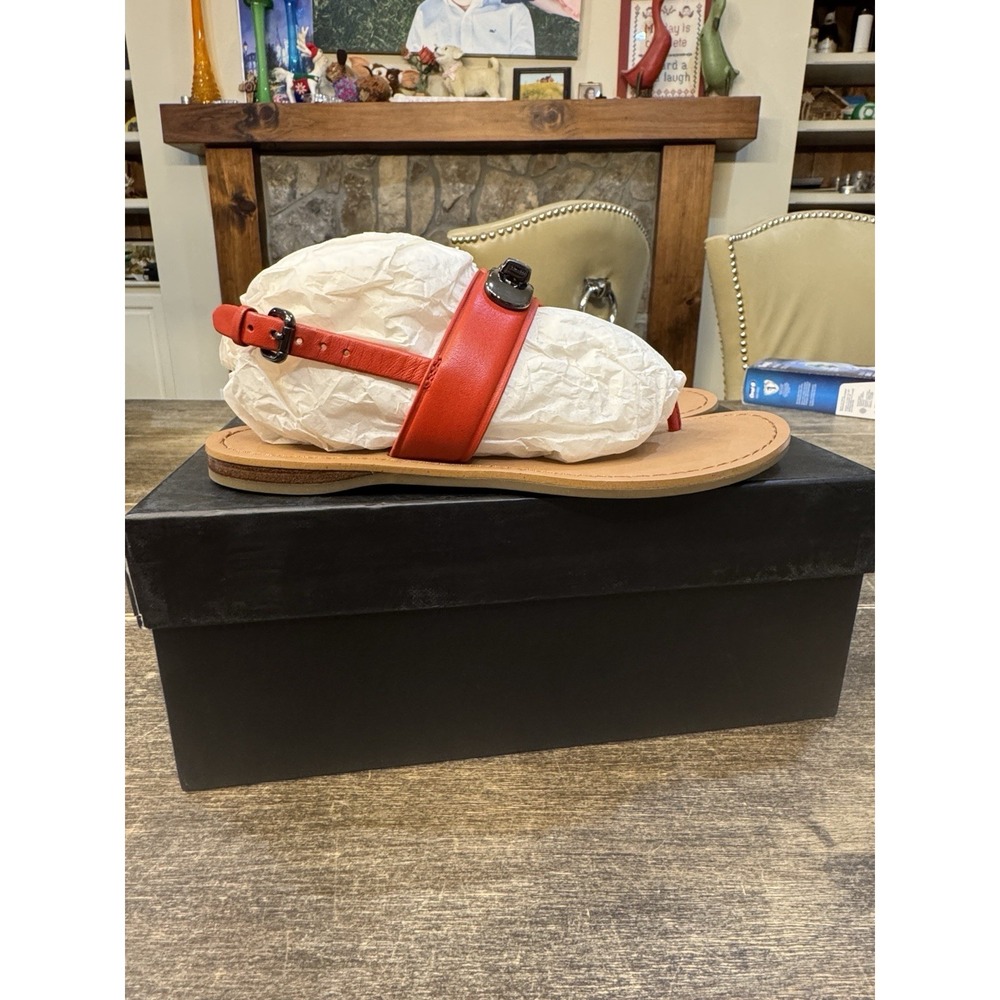 Coach Gracie Swagger Thong Sandals Burnt Orange Size 6.5 New In Box - Picture 7 of 16